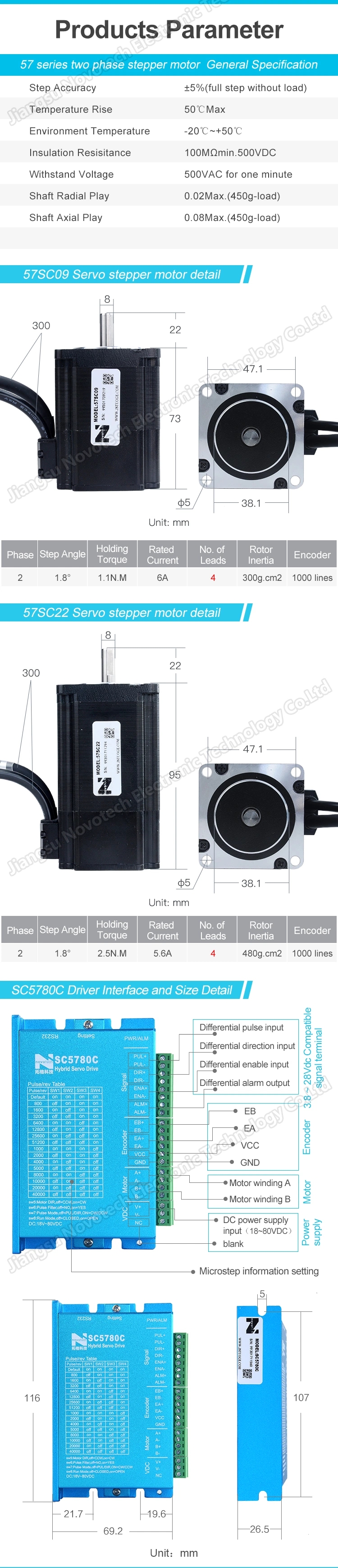 Big Discount NEMA 23 Servo Stepper Motor with Driver Kit/Stepper Motor with Encoder/Hybrid Servo Motor